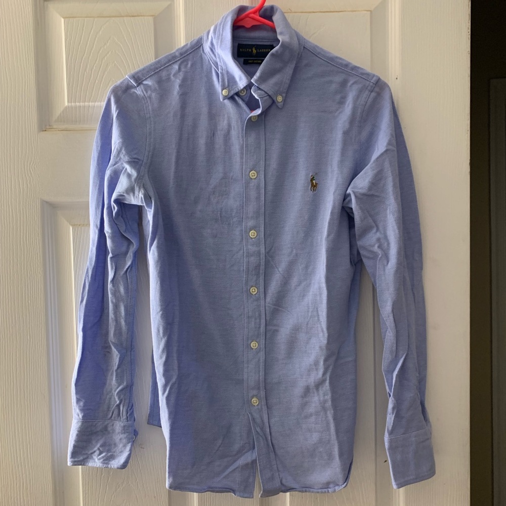 Knit oxford polo button down